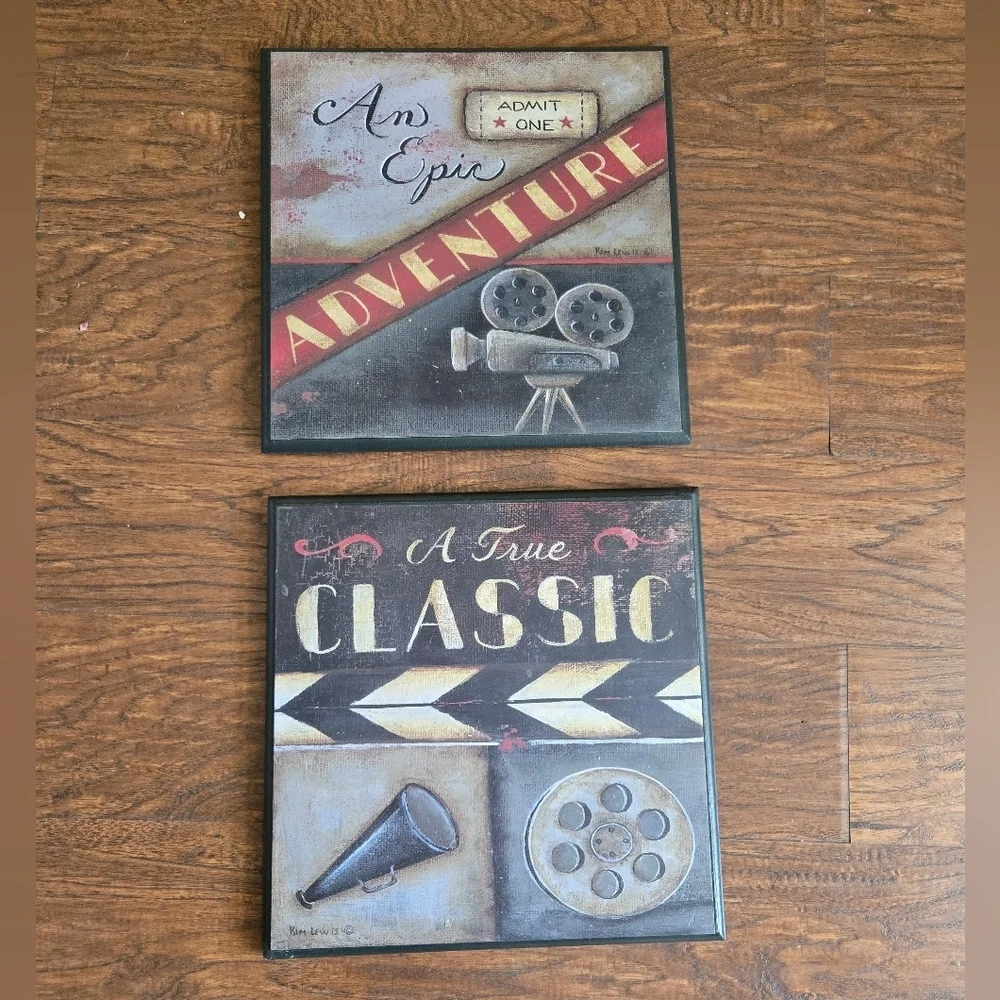 Movie Film Wall Decor - Black Grey Set 2 Size 13